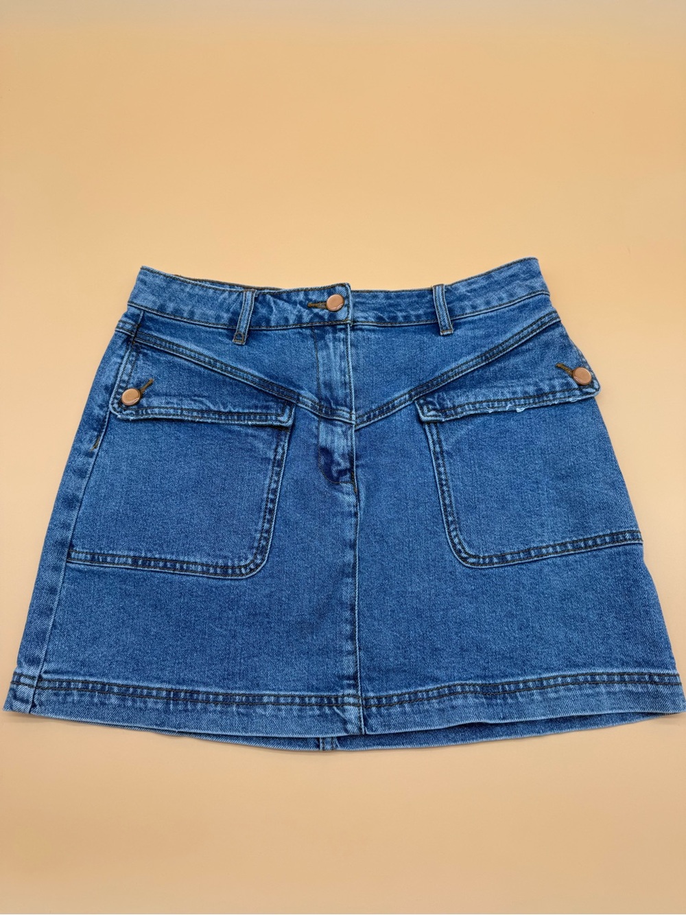 House of Harlow 1960 Denim Mini Skirt Y2K Utility Pocket Blue Jean Skirt Size 8